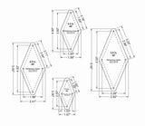 Diamond Templates 4 Pc Set No Tips 2 1/2 to 5 1/2 Inches- Clear 1/8 Inch 45 Degree
