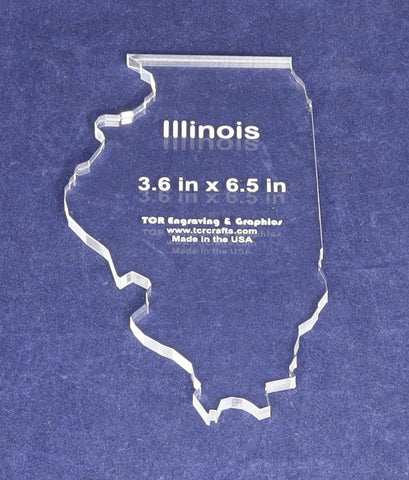 State of Illinois Template 3.6 X 6.5 Inches - Clear 1/4 Inch Thick Acrylic