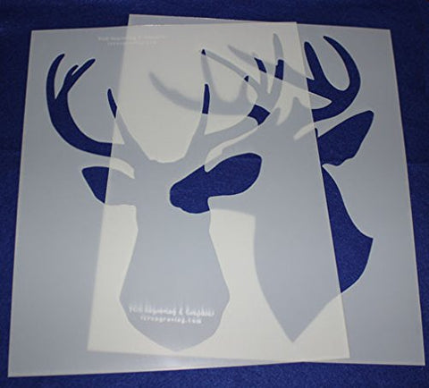 2 Piece Buck-Deer Head Stencils F/S-Mylar 14 Mil Large - Painting /Crafts/ Templates