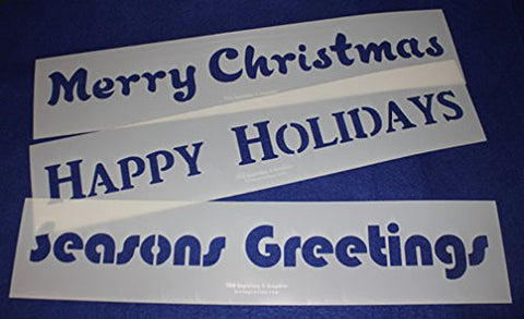 3 Pc Set Holiday Message Stencils 14 Mil Mylar-5" x 23.5 Painting/Crafts/Stencil