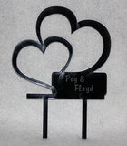 Double Heart Cake Topper - Free Engraving