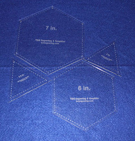 Hexagons 6" & 7" & Equilateral Triangles to match, 4 pc set- 1/8" Thick