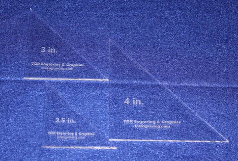 3 Piece Set 1/8" Triangle Sizes. You Get One of Each, 2 1/2", 3", 4" 1/8"