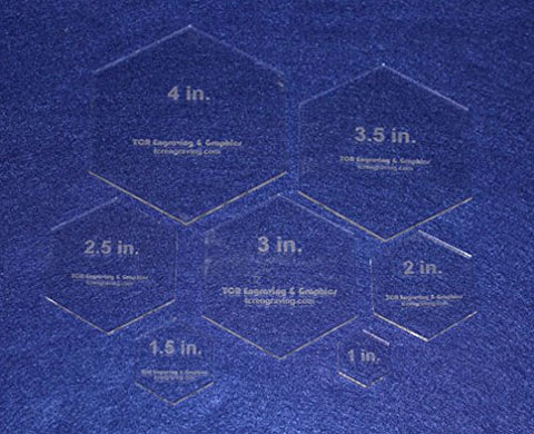 Quilt Templates-7 Piece Hexagon Set No Seam - 1"-4" Clear Acrylic 1/8"