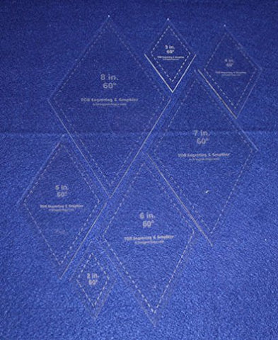 Diamond Templates 2", 3", 4" 5", 6", 7", 8" - Clear 1/8" 60 Degree