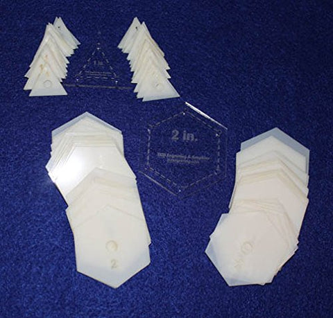 Mylar 2" Hexagon & 1" Equilateral Triangle 102 Piece Set - Quilting / Sewing Templates