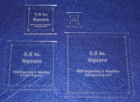 Square Half Size Templates. .5", 1.5", 2.5", 3.5" - Clear 1/8"