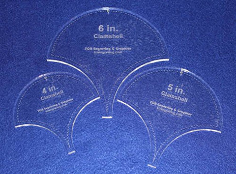 Clamshell Templates. 4", 5", 6". - Clear Acrylic ~1/4"