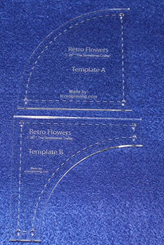 2 Piece "Retro Flowers" Template Set. Clear 1/8" Thick Acrylic