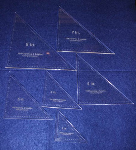 Triangle Templates. 3", 4", 5", 6", 7", 8" - Clear 1/4"