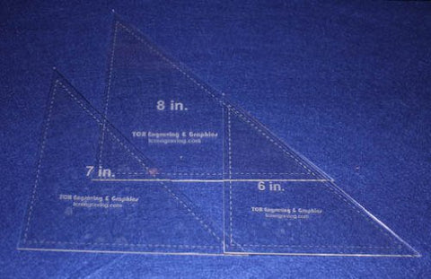 Right Triangle Templates. 6", 7", 8" - Clear 1/8"