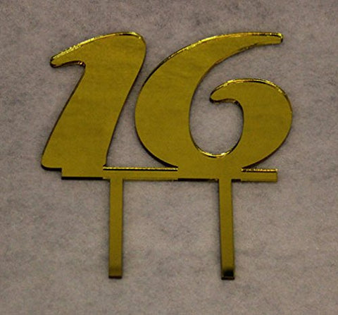 Birthday Cake Toppers - 1/8 Inch Acrylic - Assorted Colors (16, Gold- One Sided)