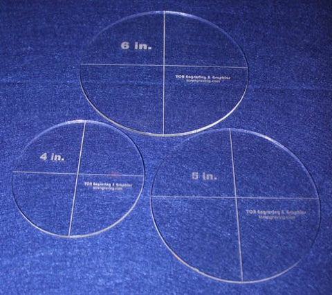 Circle Template 3 Piece Set. 4", 5", 6" - Clear 1/8" Thick