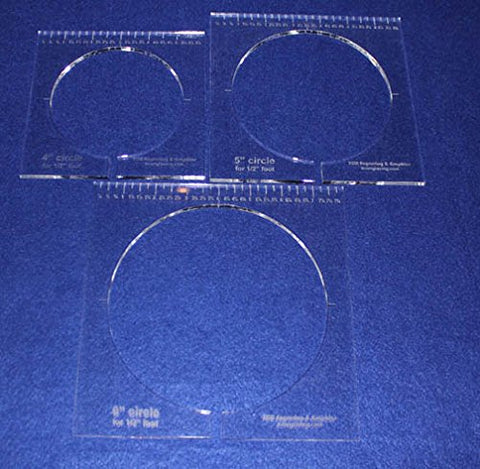 3 Piece Inside Circle Set W/rulers 1/4" Thick - Long Arm- For 1/2" Foot