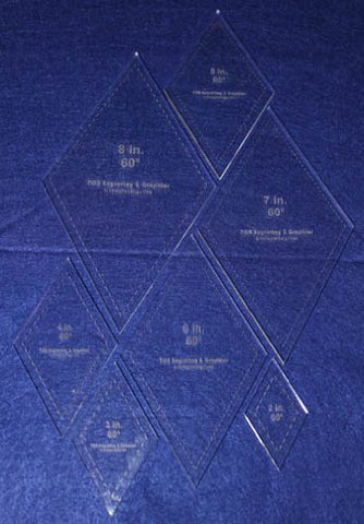 Diamond Templates 2", 3", 4" 5", 6", 7", 8" - Clear ~1/4" 60 Degree