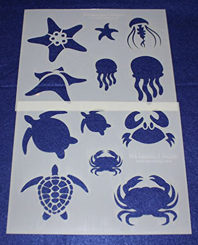 Mylar 2 Pieces of 14 Mil 8" X 10" Sea Life Stencils- Painting /Crafts/ Templates