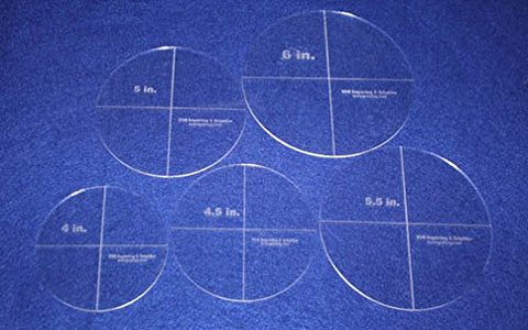 5 Piece Circle Set 4",4,5", 5", 5.5", 6" 1/8" Acrylic - Quilting Templates