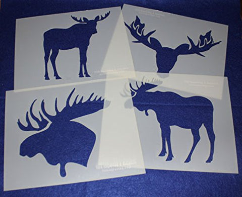 Moose Stencils -Mylar 4 Pieces of 14 Mil 8" X 10" - Painting /Crafts/ Templates