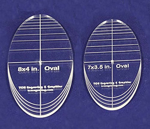 Oval Quilt Templates 2 Piece Set. 7"- 8" - Multi Purpose 1/4"
