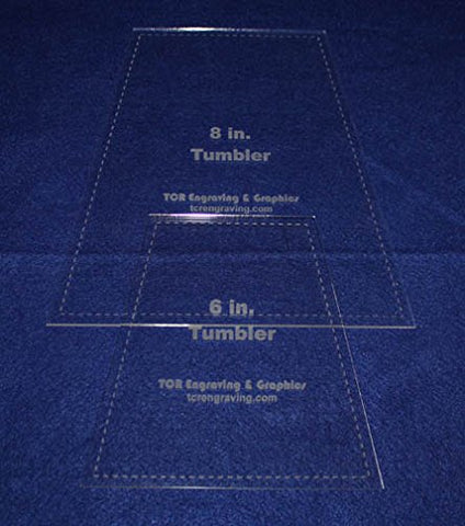 6" & 8" Tumbler Set Quilt Template - With Seam Allowance -Clear 1/8" Acrylic