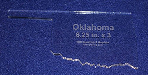 State of Oklahoma Template 6.25" X 3" - Clear ~1/4" Thick Acrylic