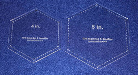 Hexagon Templates. 4", 5" - Clear W/guide Line Holes 1/8"