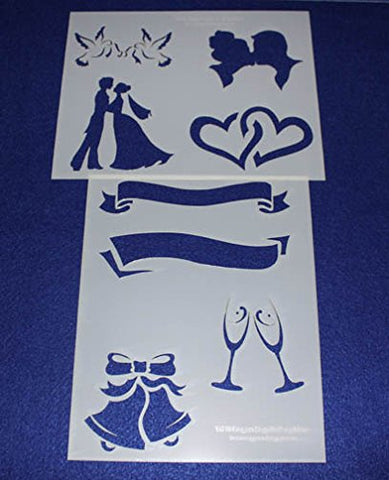 Mylar 2 Pieces of 14 Mil 8" X 10" Wedding Stencils- Painting /Crafts/ Templates