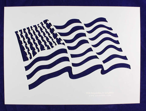 Us Flag Stencils-Wavy-Mylar 14 mil- Painting /Crafts/ Templates