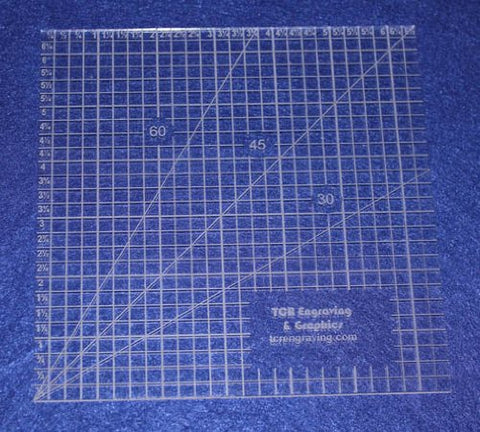 6 1/2" Square Ruler. Acrylic 1/8" thick. Quilting/Sewing