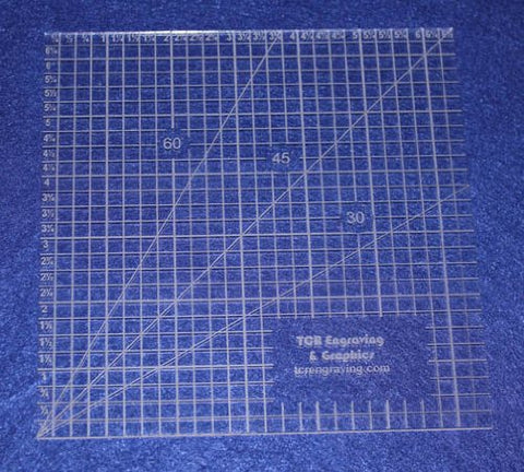 6 1/2" Square Ruler. Acrylic 1/8" thick. Quilting/Sewing