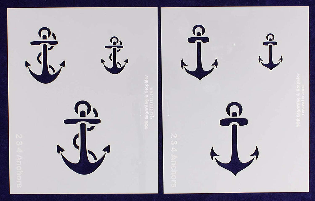 Small Anchor Stencils- 8 small-anchor-stencils-8-x-10-2-piece-set-14-mil-mylar-painting-cr-quilting-templates-and-more