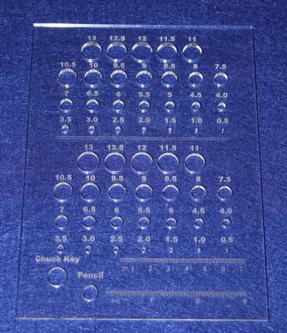 Laser Cut Drill Bit Storage Acrylic Template -Metric Small Sizes 1/8"