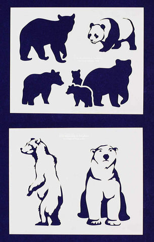 Bear Stencils -2 pc set-Mylar 14mil - Painting /Crafts/ Templates