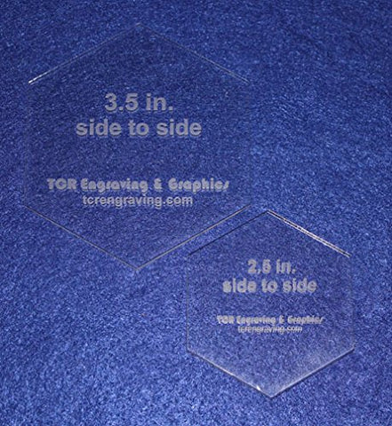 2 Pc Side to Side Measured Hexagon Set -2.5" and 3.5"- Clear Acrylic 1/8" Templates