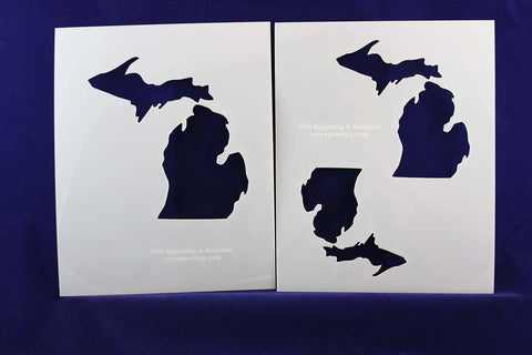 State of Michigan 2 Piece Stencil Set-Mylar 14 Mil 4, 5, 6 Inch Images