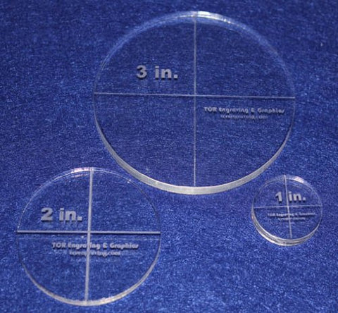 Circle Template 3 Piece Set.1",2",3" - Clear 1/4" Thick