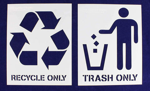 Recycle Trash with Words Stencils 2 Piece Set 5 x 7 Inches