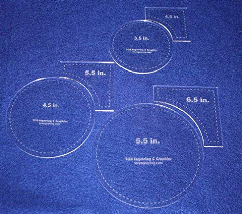 Circle Square Set 3.5", 4.5", 5.5" Circles - 4.5", 5.5", 6.5" quarter squares 1/8"