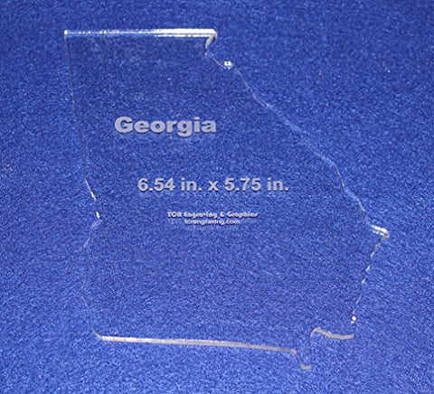 State of Georgia Template 6.54" X 5.75" - Clear ~1/4" Thick Acrylic