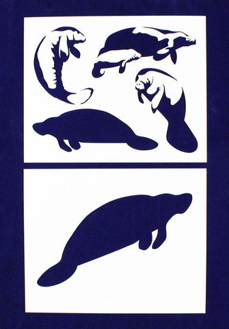 Manatee Stencils -2 pc set-Mylar 14mil - Painting /Crafts/ Templates