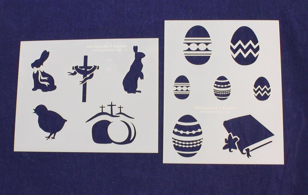 Easter Stencils Mylar 2 Pieces of 14 Mil 8 X 10 Inches Painting /Cra