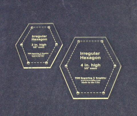 Irregular Hexagon Set - Quilting Templates 1/8 Inch Acrylic