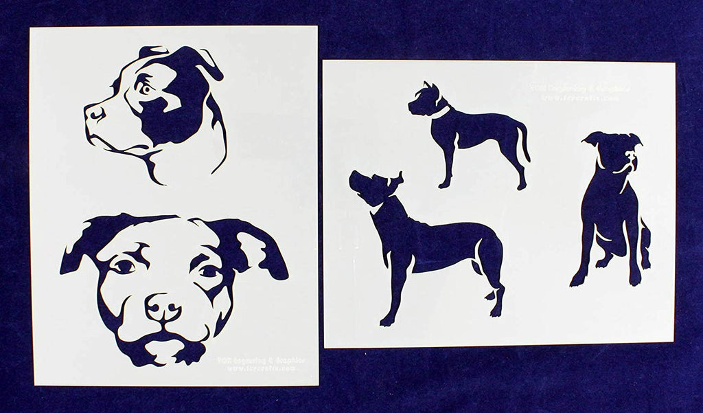 Pit Bull Dog Stencils-Mylar 2 Pieces of 14 Mil 8 pit-bull-dog-stencils-mylar-2-pieces-of-14-mil-8-x-10-painting-cr-quilting-templates-and-more