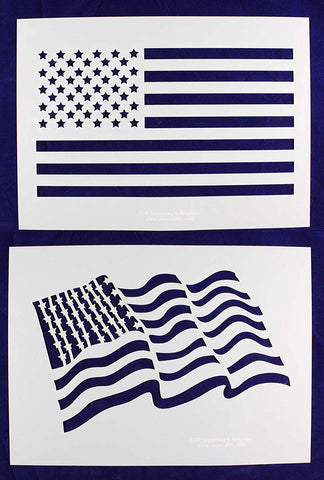 Large US Flag Stencils- 2 Piece Set 14 mil Mylar-Painting /Crafts/ Templates
