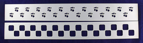 Checkerboard/Cherry Border Stencil Set-14 Mil Mylar-3" x 23.5 Painting/Crafts