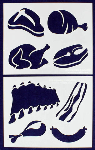 Meat Stencils- 2 Piece Set -14 Mil Mylar