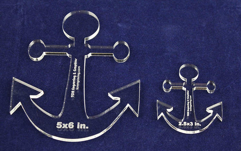 2 PieceAnchor Set 5" X 6" High & 2.5" x 3" High- Clear 1/4" Thick Acrylic