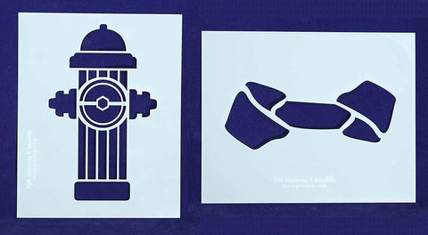 Fire Hydrant/Dog Bone Stencils - 2 Pc set- 14 Mil Mylar