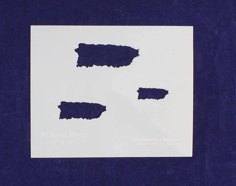 Puerto Rico Stencils - 2 Inch, 3 Inch, 4 Inch Images - 8 Inch x 10 Inch Sheet
