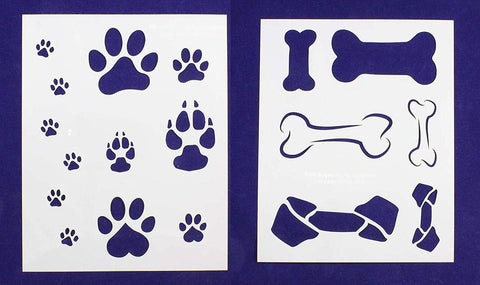 Dog Bone/Paw Print 2 Piece Stencil Set 14 Mil 8" X 10" Painting /Crafts/ Templates